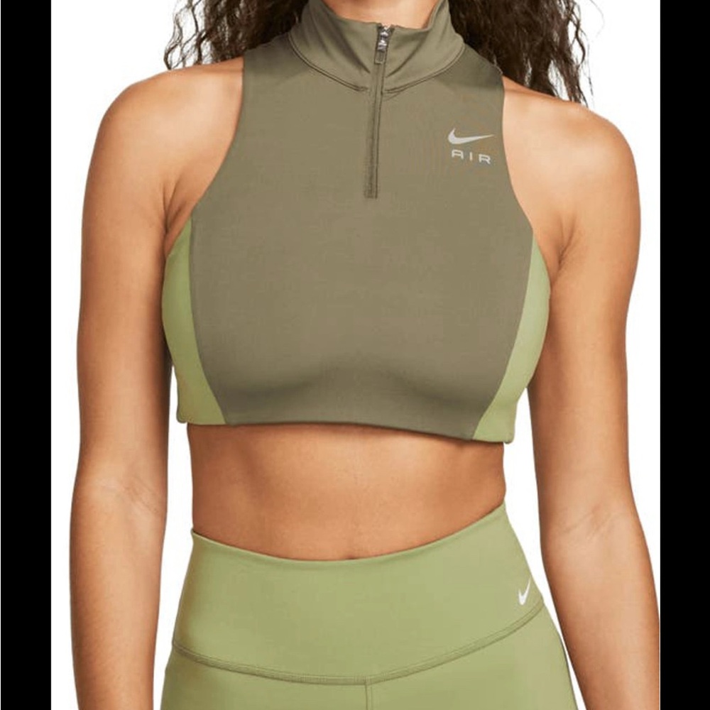 Nike Olive Green Air Zip Crop Top